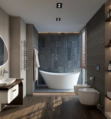 Современный дизайн ванной комнаты, стиль лофт и классический стиль: фото,  идеи