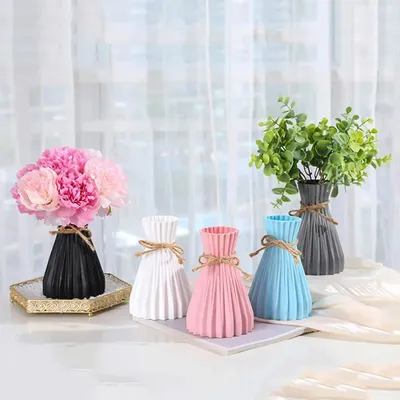 Пластиковая ваза, домашний декор, небьющиеся вазы для цветов, украшение для  комнаты, центральные части стола для дома, украшение для свадьбы в  европейском стиле | AliExpress