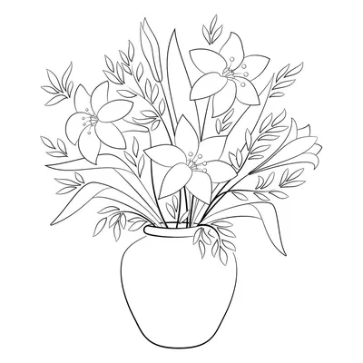 Раскраска Красивая ваза с цветами распечатать или скачать