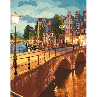 Картина по номерам на холсте с подрамником 40х50 см \"Вечерний город\" -  купить с доставкой по выгодным ценам в интернет-магазине OZON (664115666)
