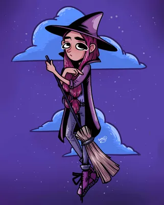 Иллюстрация Маленькая ведьмочка в стиле 2d, компьютерная графика |