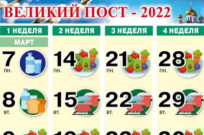 Великий пост–2019: календарь питания по дням, что можно и нельзя есть - РИА  Томск