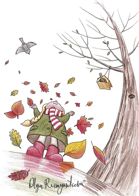 Иллюстрация Веселая осень в стиле детский, книжная графика |