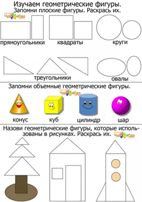 Аппликации из геометрических фигур для занятий с детьми в детском саду и  школе