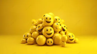 веселые смайлики на желтом фоне в 3d иллюстрации, эмоции, грустный смайлик,  смайлик смеяться фон картинки и Фото для бесплатной загрузки