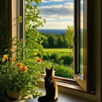 Фотообои на стену Вид из окна - Леса Поля Горы Окно
