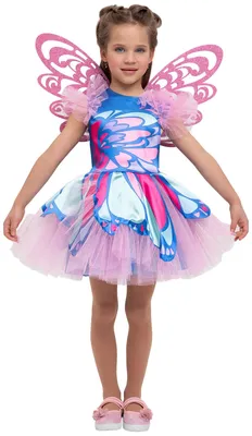 Купить Карнавальный костюм детский для девочки Фея Винкс Флора Winx Club в  комплекте с крыльями на за 4921р. с доставкой