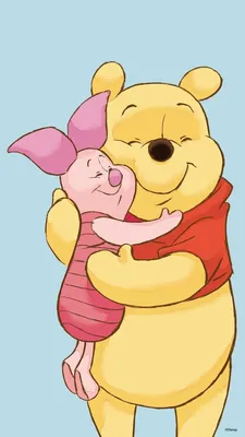 Фото Winnie-the-Pooh / Винни-Пух и Piglet / Пятачок обнимаются, персонажи  мультфильма The New Adventures of Winnie the Pooh / Новые приключения Винни- Пуха