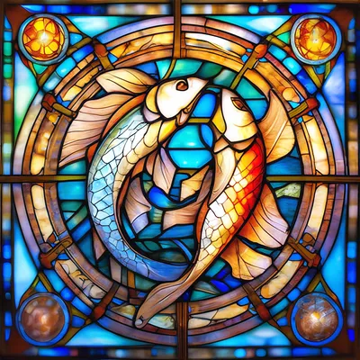 витраж иллюстрация с абстрактной радужной рыбой животное, изолированное на  белом фоне Иллюстрация вектора - иллюстрации насчитывающей озеро, рыбы:  221550753