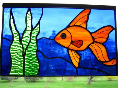 Картина «Кот и его золотая рыбка». Витраж - Творилка - всё для любителей  ручного творчества!