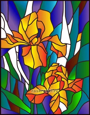HGK007 картина-витраж Color-KIT «Ирисы» | Витражи красками по стеклу.
