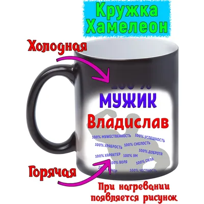 Кружка с именем Владислав / Влад, кружка Влад 100% мужик, хамелеон |  AliExpress