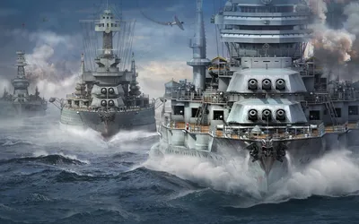 Скачать обои Японский военный корабль, океан, шторм, война на рабочий стол  из раздела картинок Картины художников