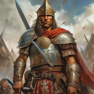 Славянский воин после выгнанной битвы» — создано в Шедевруме