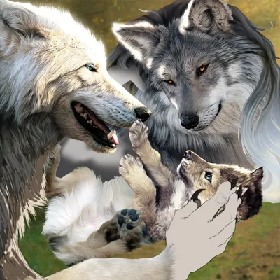 Купить Картина из янтаря - Волчица с волчонком по цене 15 000 руб.