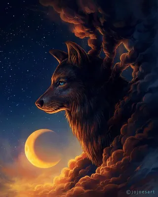 Night Guardian Арт, Волк, Ночь, Месяц | Carteles de animales, Anime wolf,  Fondo de pantalla lobo