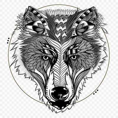 Портрет волка Черно-белая иллюстрация дикого волка Линейное искусство  Хищнические животные Татуировка Иллюстрация вектора - иллюстрации  насчитывающей логос, рука: 159832713