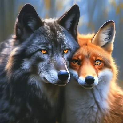 Волк и Лиса - Любовь навсегда ❤️ …» — создано в Шедевруме