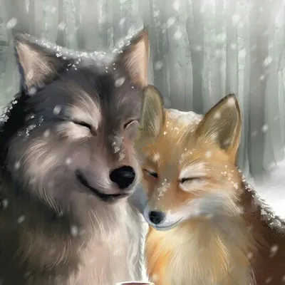 Лиса и волк рисунок - 78 фото