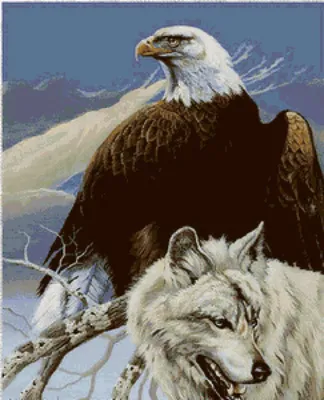 Алмазная мозаика Волк и орел 30x40 см HX246