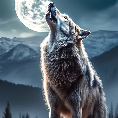 Волк воет на луну, красиво, высокая…» — создано в Шедевруме