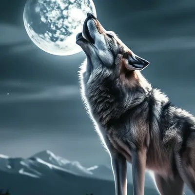 Иллюстрация воющий волк. Волк воет на луну. Stock Illustration | Adobe Stock