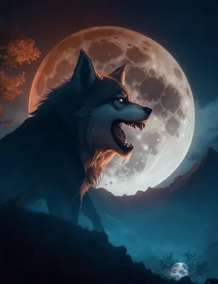 Рисунок волк воет на луну - 71 фото