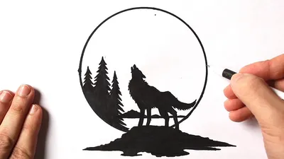 Как нарисовать Волка воющего на Луну поэтапно легко | Ehedov Elnur | Дзен