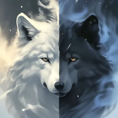 Аниме рисунок слияния волка, …» — создано в Шедевруме