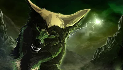 Картинка Wolf's Rain Волки Молния Аниме рычит в ночи