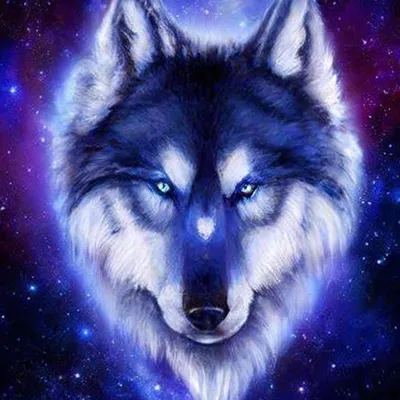 Космический волк с надписью в …» — создано в Шедевруме