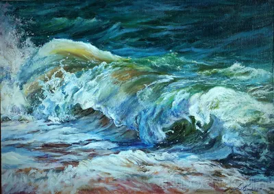 Картина \"Морская волна\". Морской пейзаж, картина море, волна купить в  интернет-магазине Ярмарка Мастеров по цене 2600 ₽ – SPFG2RU | Картины,  Самара - доставка по России