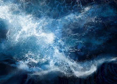 Картина Морской Пейзаж Морская Волна — стоковая векторная графика и другие  изображения на тему Без людей - Без людей, Береговая линия, Буря - iStock