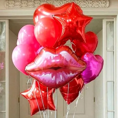 Воздушные шарики с гелием поцелуйчики на 14 февраля, артикул: 333094130, с  доставкой в город Москва (внутри МКАД)