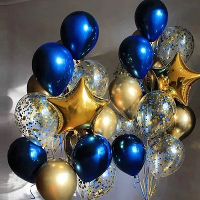 Воздушные шарики черные и прозрачные с золотым блестками на день рождения  мужчине купить в Москве - заказать с доставкой - артикул: №2429