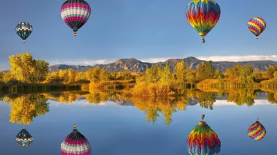 Фотообои Озеро и воздушный шар купить на стену • Эко Обои