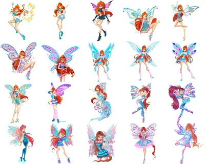 Flora transformation collection. From season 1-8 (starlix old) including  spin off series wow. Flora has always th… | Winx club, Drawing  illustrations, Fairy artwork