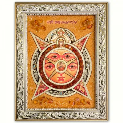 Всевидящее око Божие, страринный стиль, икона печатная на деревянной доске