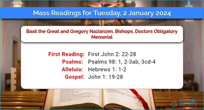 Daily Mass Readings for Tuesday, 2 January 2024 - Catholic Gallery