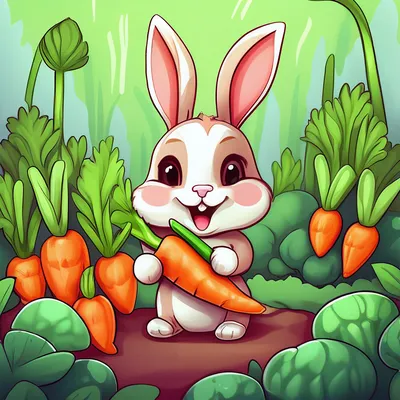 Милый Зайчик с морковкой во рту …» — создано в Шедевруме