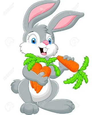 Зайчик с морковью иллюстрация вектора. иллюстрации насчитывающей усаживание  - 40666622