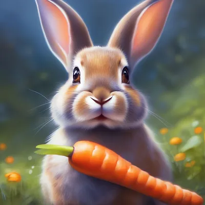 Зайчик с морковкой с красивыми …» — создано в Шедевруме