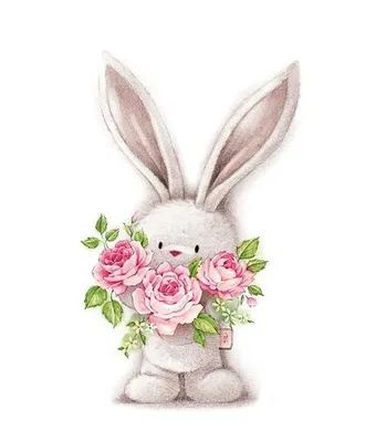 Bunny with flowers. Зайчик с цветами. PNG. | Иллюстрации кроликов, Детские  рисунки, Детские постеры