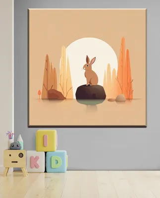 Детская открытка зайчик на день рождения рисованная