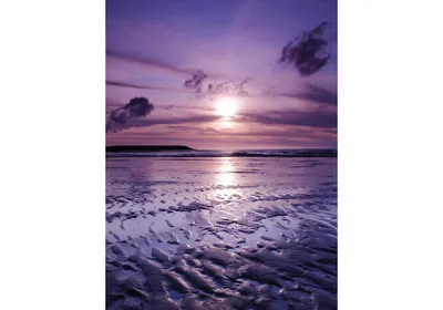 Фиолетовый закат в океане - обои для рабочего стола, картинки, фото