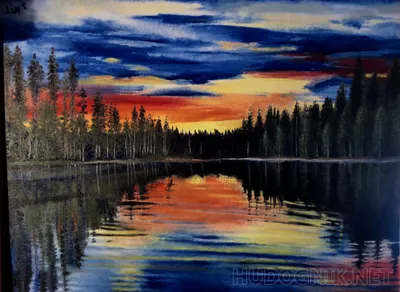 Картина Картина маслом \"Закат над озером\" N2 50x60 AR181110 купить в Москве