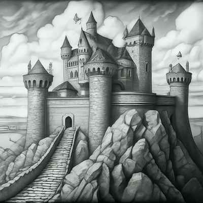 Готический замок рисунок карандашом - 56 фото