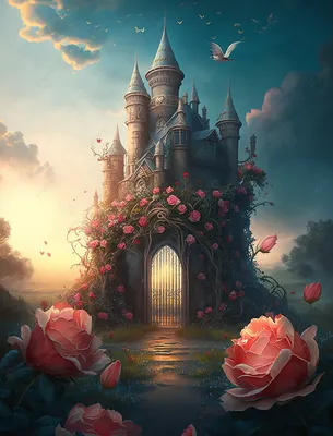 Цветочный сад замок фэнтези звездное небо картина маслом декоративная  живопись фон Обои Изображение для бесплатной загрузки - Pngtree