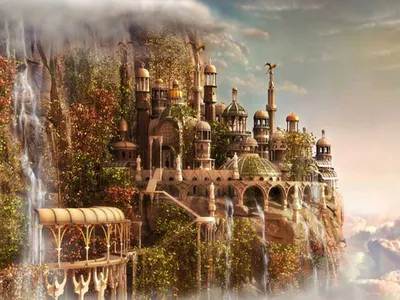 Сказочный замок иллюстрации обои фэнтези дом дом дворец здание фон |  Премиум Фото