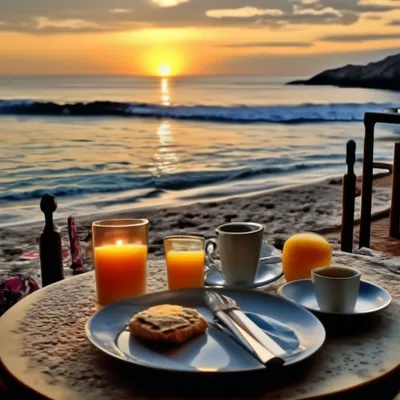 Очень вкусный завтрак с видом на море Стоковое Фото - изображение  насчитывающей вышесказанного, яичка: 52761844